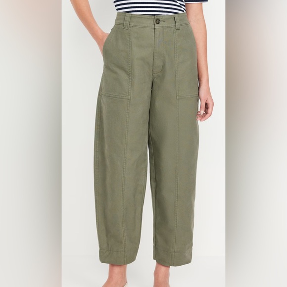Old Navy Olive Green High-Waisted Barrel Pants NWT 22 22W Plus - Picture 1 of 6